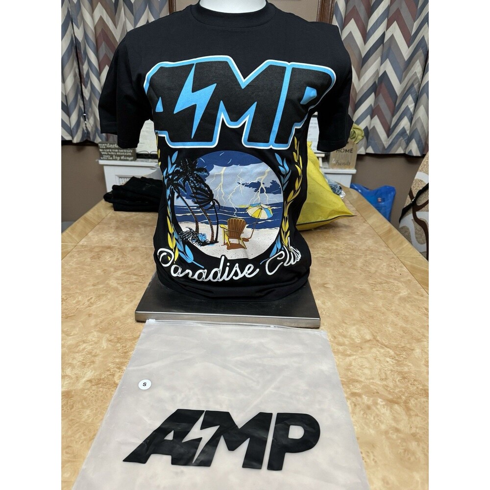 AMP- Any Means Possible Paradise Club Graphic T-Shirt Size Small Brand New Tags